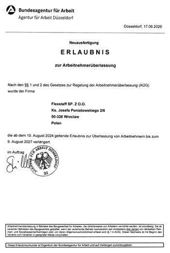 Zezwolenie Bundesagentur für Arbeit